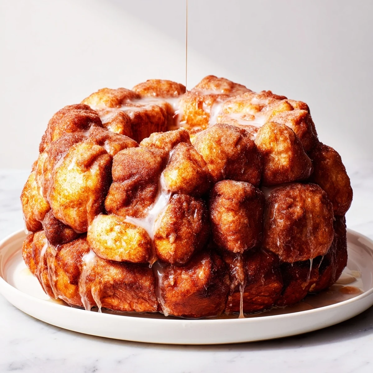Golden, pull-apart Monkey Bread glistening with sticky cinnamon sugar, perfect for brunch.