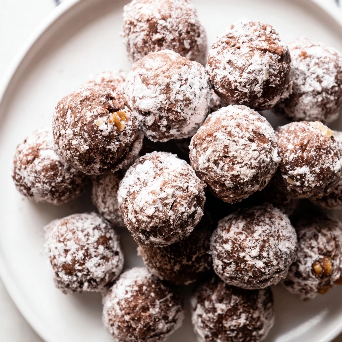 Delicious, bite-sized Mud Balls, perfect with a cold glass of milk, a fantastic chocolate dessert.