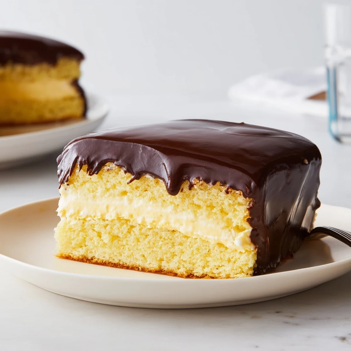 Fluffy vanilla cream filling layered within a delicious Ho Ho Cake, topped with rich chocolate ganache.