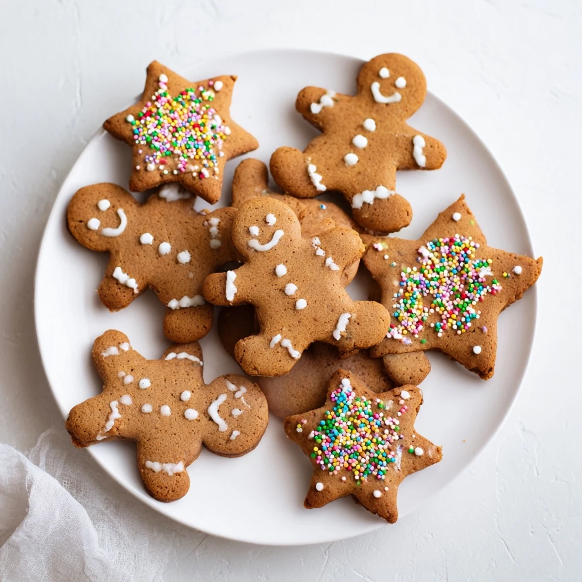 Close-up of golden-brown Gingerbread Cookies, cut into stars, ideal for the holiday season.