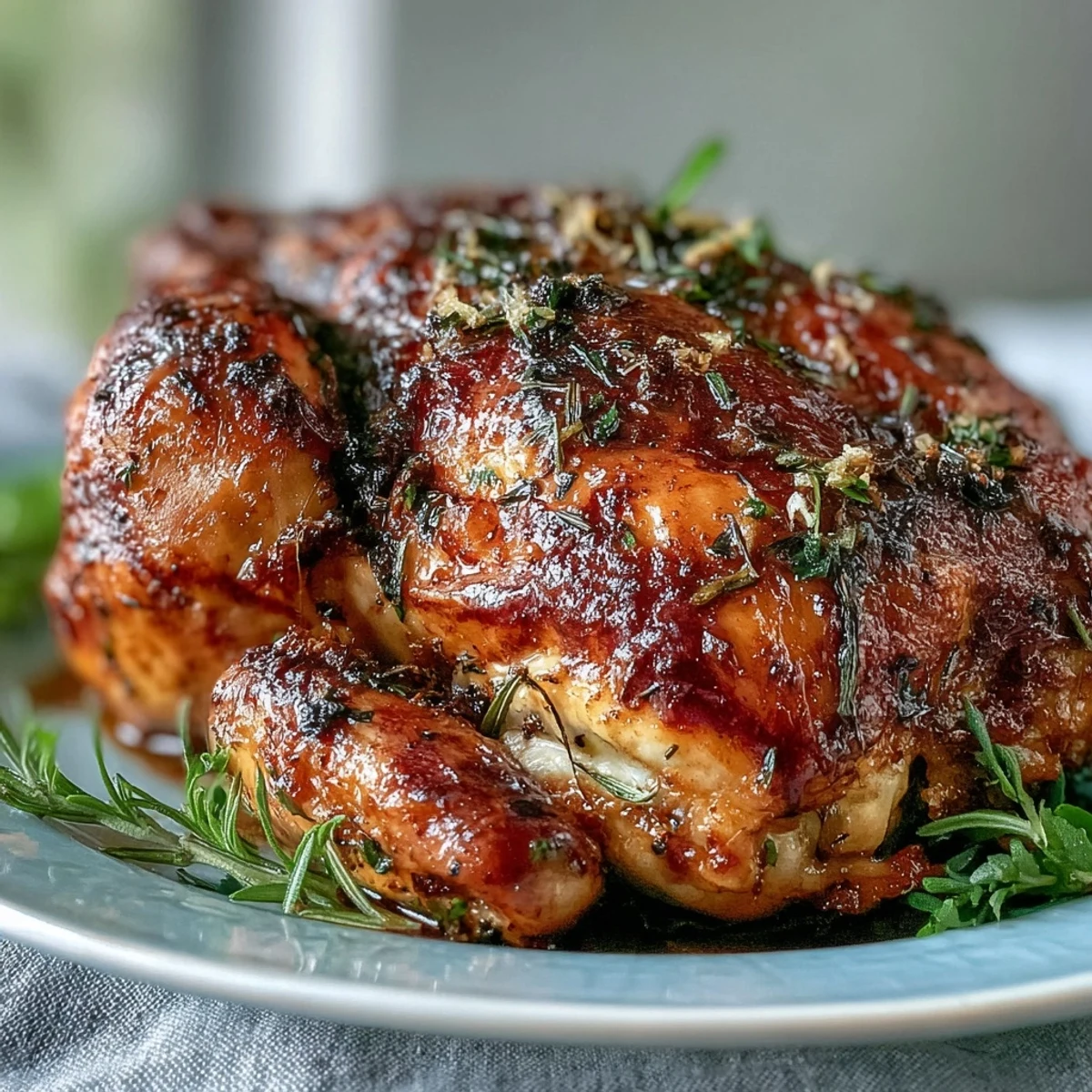 Sizzling Roasted Chicken with Pot Potatoes, Lemon Herbs, and Feta in a hot skillet.