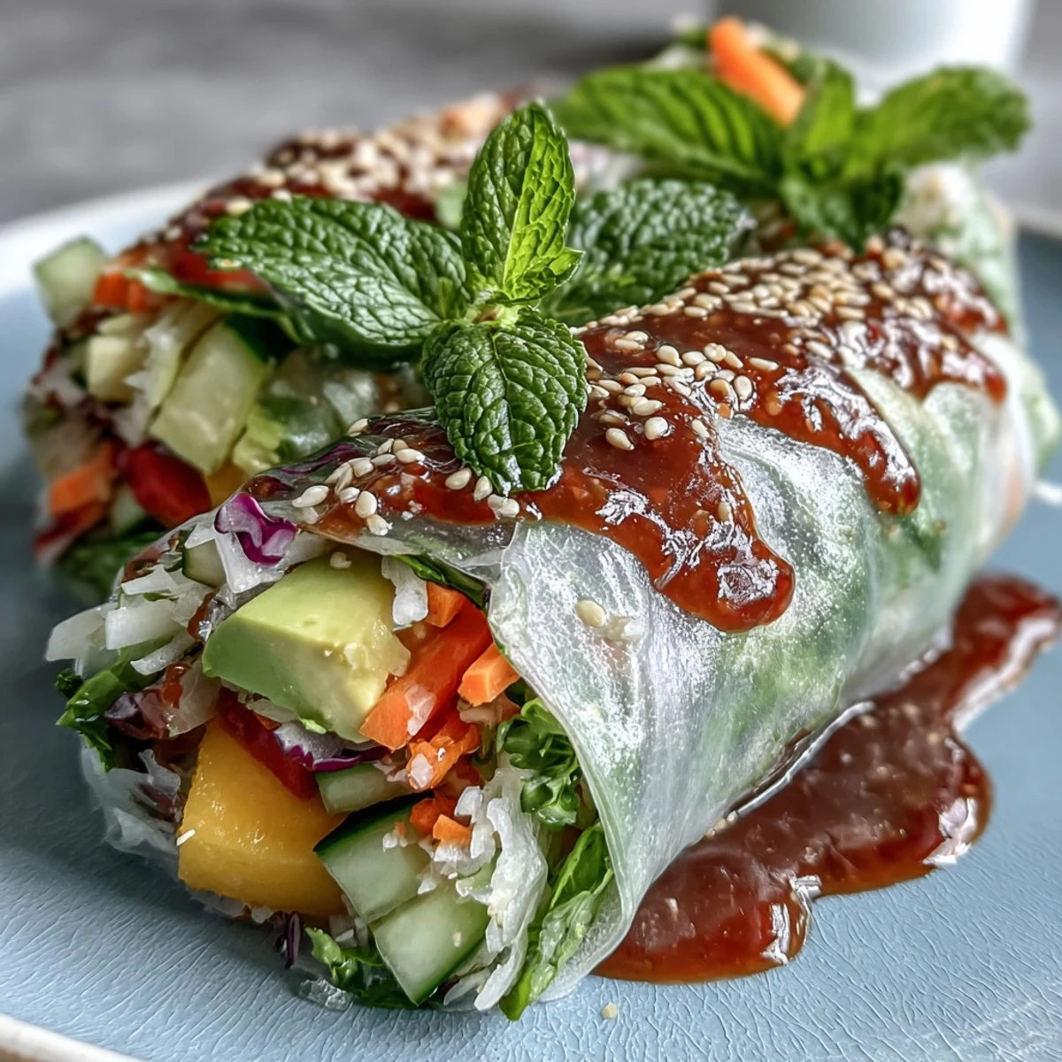 Fresh Mango and Avocado Spring Rolls with Sweet Chili Sauce