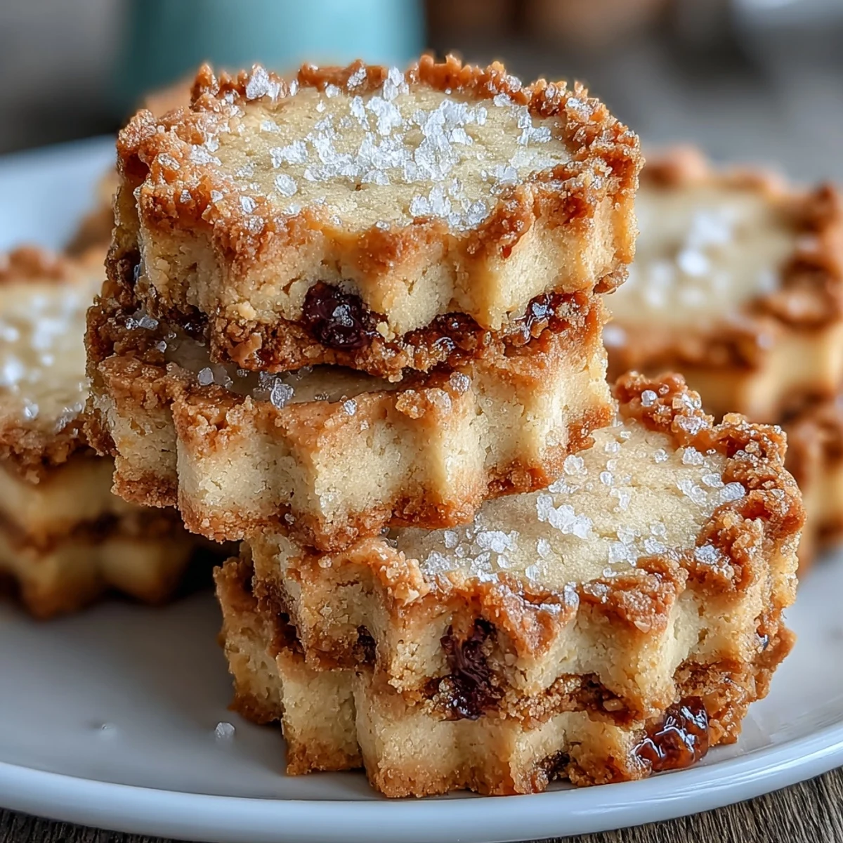 A plate of golden cardamom shortbread cookies, their edges lightly crisp and centers soft, dusted with powdered sugar.