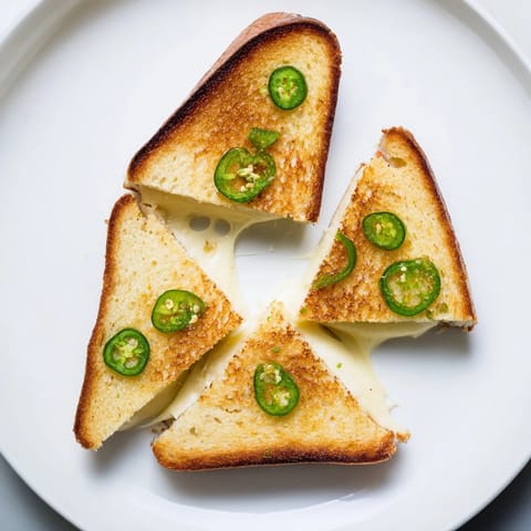 Steaming hot Jalapeño Havarti Grilled Cheese served with a creamy tomato soup dip.