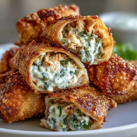 Finger-food appetizer of Mini Chicken Chimis with a creamy, spicy jalapeño filling is ready to serve.