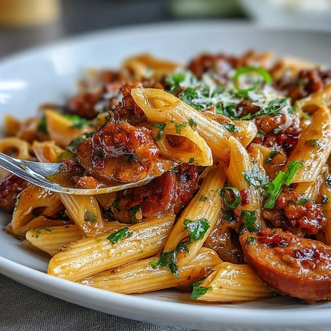 One-Pot Creamy Red Wine Sausage Pasta