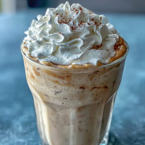 Creamy vanilla bean frappuccino protein shake with Greek yogurt, perfect for a high-protein breakfast or post-workout treat.