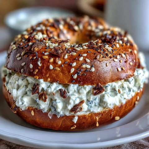 High-protein bagels with Greek yogurt everything dip, golden and chewy, served with creamy, savory dip for a protein-packed snack.
