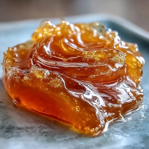 Golden dandelion jelly in a glass jar, its delicate honey-like hue glowing against a sunlit kitchen backdrop.