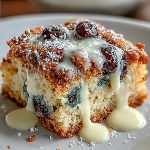 Chewy white chocolate lemon blueberry blondies with bright citrus and fruity bursts, baked golden.