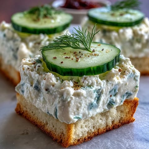 Derby Day Benedictine Cucumber Canapés: creamy, emerald spread on crisp bread.