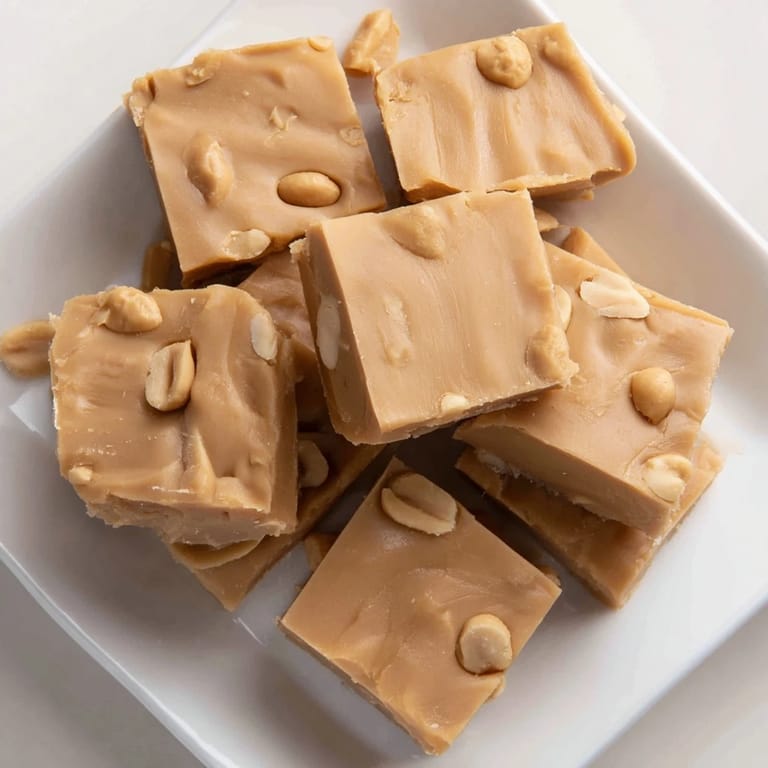 Squares of decadent peanut butter fudge with a smooth, rich texture, ideal for satisfying sweet cravings.