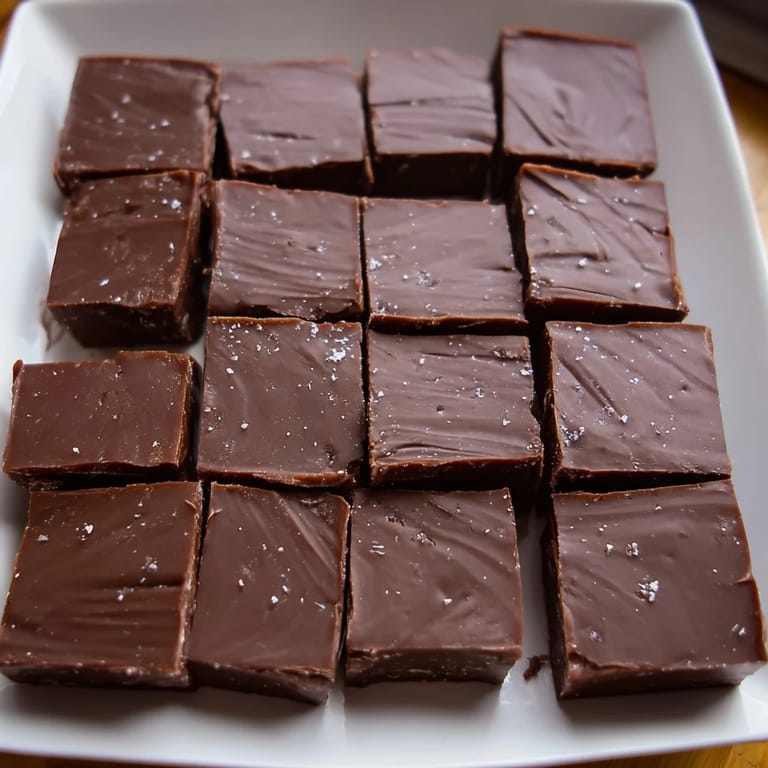 Perfectly set homemade fudge, glistening and tempting, offering a sweet bite of American dessert bliss.