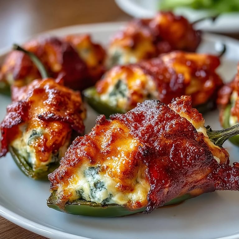 Freshly baked Buffalo Wing Poppers drizzled with tangy buffalo sauce and served with extra blue cheese dip.
