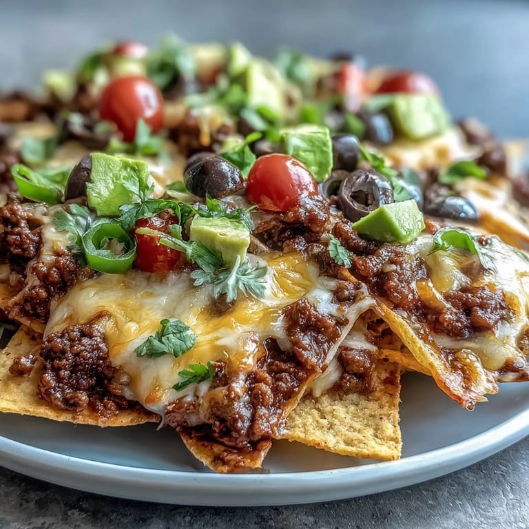 Fresh diced avocado, jalapeños, and cilantro top this crowd-pleasing Baked Nachos recipe.