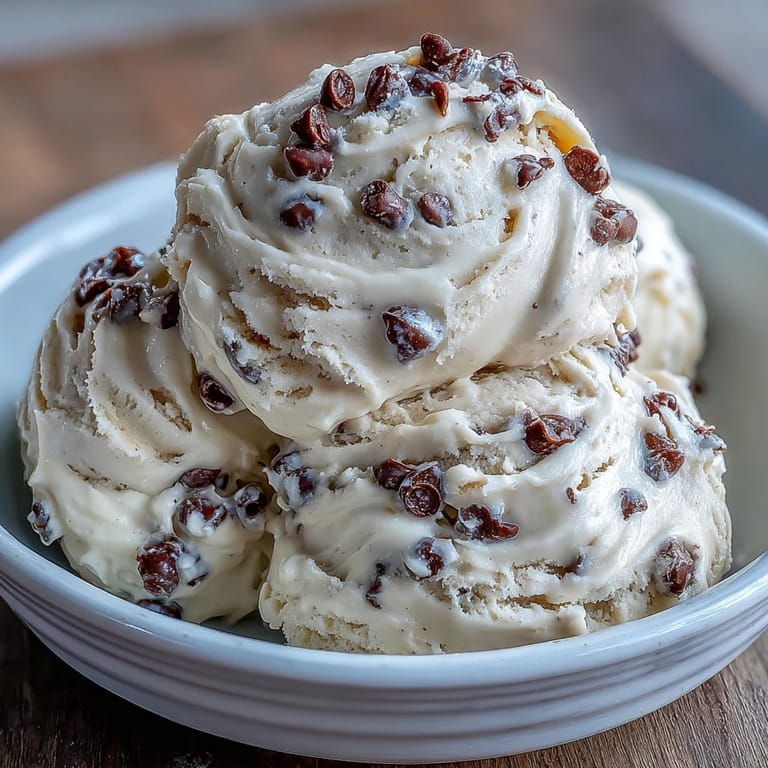 A spoonful of creamy Greek Yogurt Cookie Dough highlighting the soft, scoopable texture and melty chips.