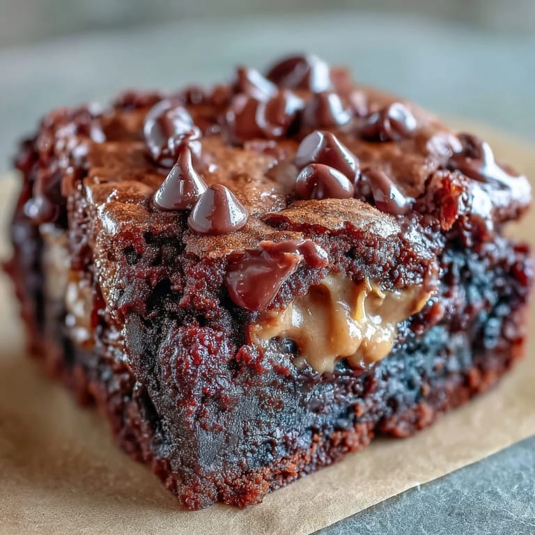 Decadent Rich Peanut Butter Cup Dump Cake in a 9x13-inch pan, showing the gooey peanut butter and chocolate topping baked to perfection.