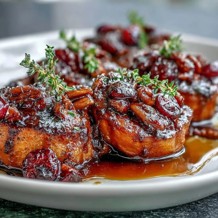 Mouthwatering Cranberry Apple Twice Baked Sweet Potatoes topped with toasted pecans and fresh thyme, perfect for a Thanksgiving side dish.