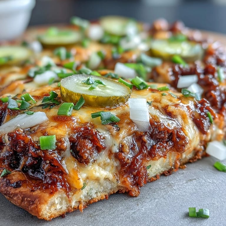 Mini Cheeseburger Garlic Naan Pizzas are served hot with a drizzle of ketchup and fresh chives.