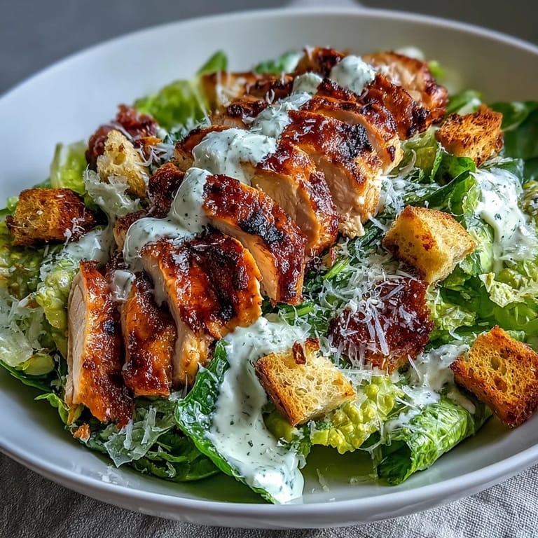 A colorful Caesar chicken bowl featuring tender grilled chicken, fresh romaine, crunchy croutons, and rich parmesan in every bite.  