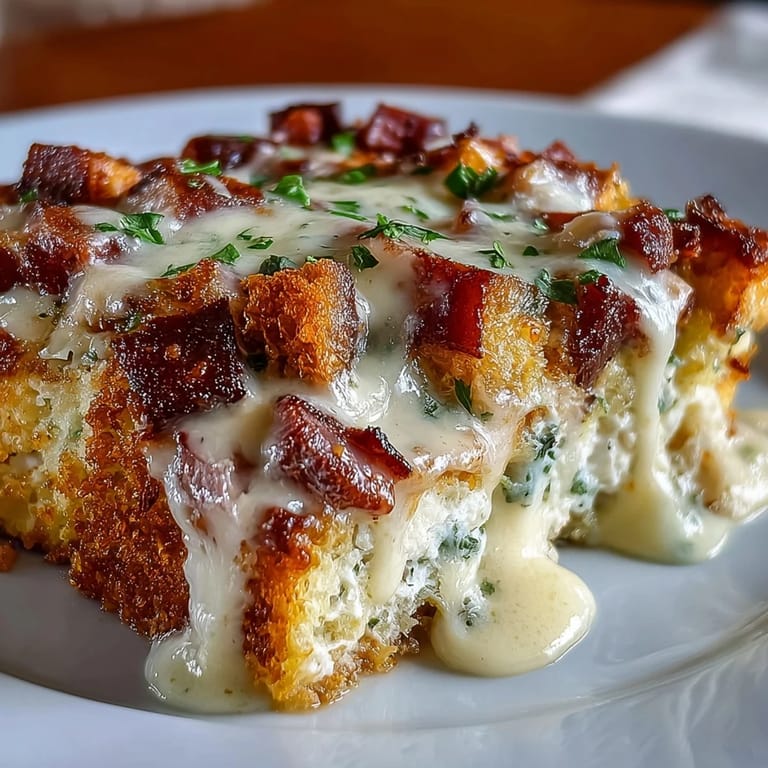 Golden-baked Keto Chicken Cordon Bleu Casserole topped with almond flour crumbs and fresh parsley for a low-carb dinner.  