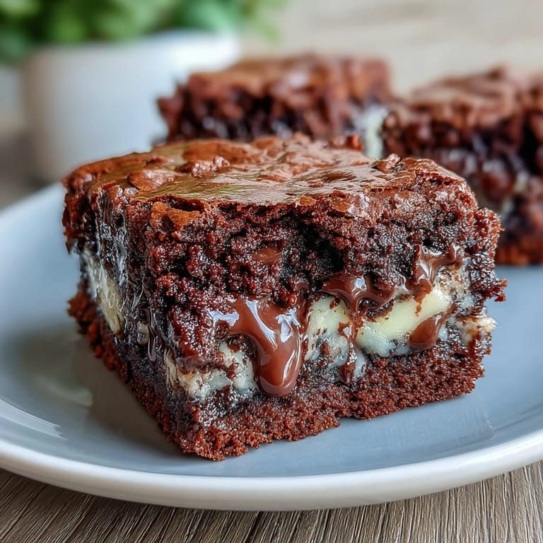 Close-up of sliced triple chocolate sourdough brownies, highlighting the decadent fudgy center and white chocolate chunks.