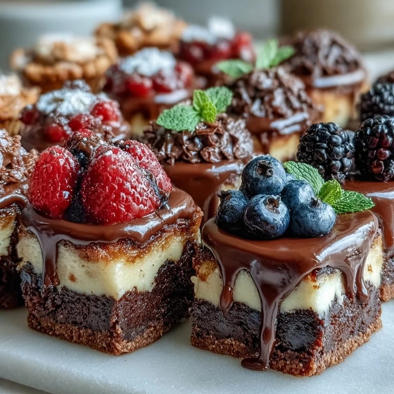 A delightful spread of assorted mini desserts, including fudgy brownies and zesty lemon cheesecake for a sweet celebration.