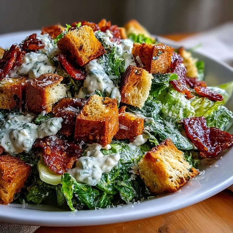 Crisp celery and romaine tossed with golden croutons, savory Parmesan, and tangy Caesar dressing in a refreshing salad.