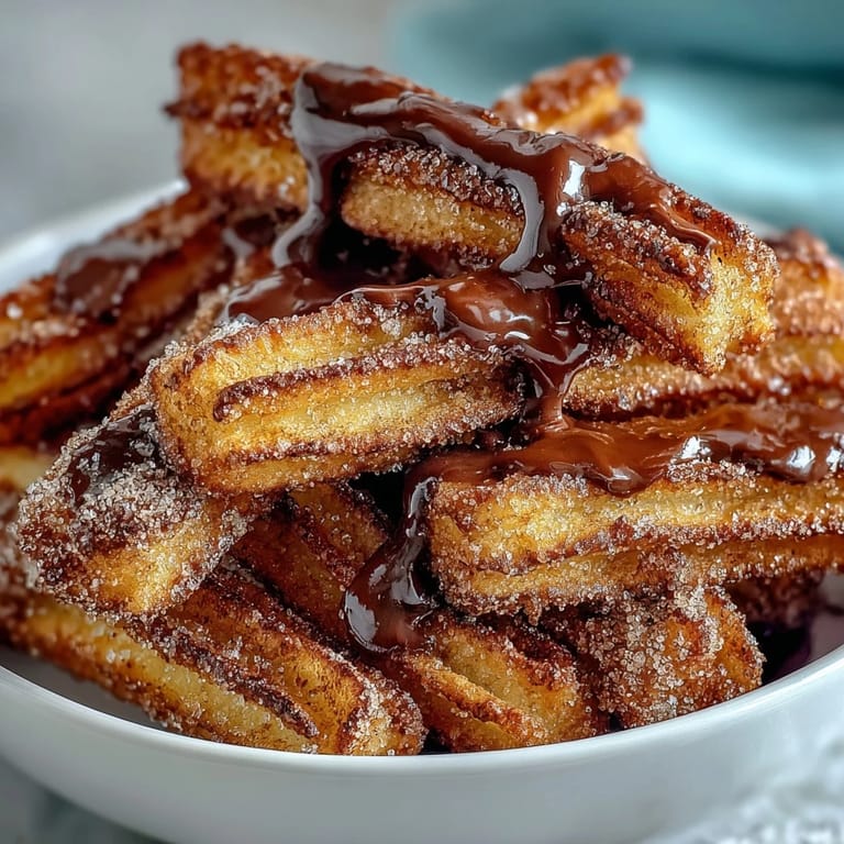 Golden, crunchy churro bites tossed in cinnamon sugar, paired with a rich, smooth chocolate sauce—a festive Mexican dessert for any occasion.