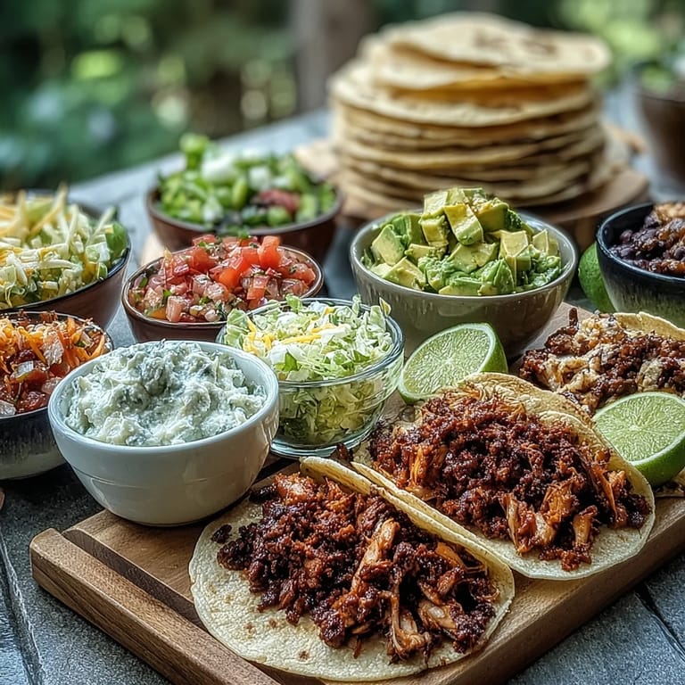 Vibrant DIY Taco Bar setup, inviting everyone to build their ultimate, delicious taco.