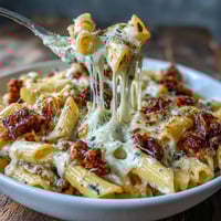 One-Pot Cheesy Pasta Bake with bubbling mozzarella and golden Parmesan crust